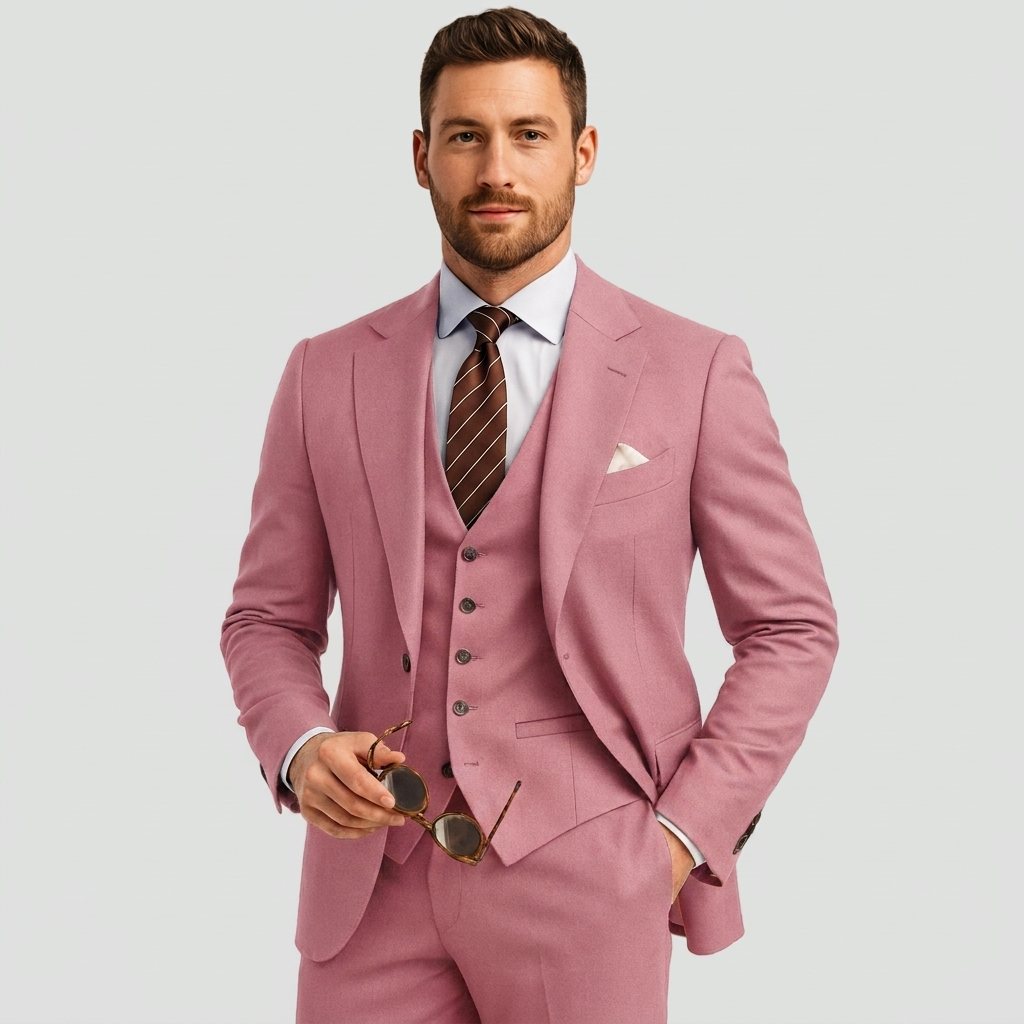 Men's Three-Piece Suit with Waistcoat - Classic Formal