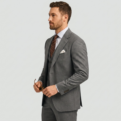 Men's Three-Piece Suit with Waistcoat - Classic Formal