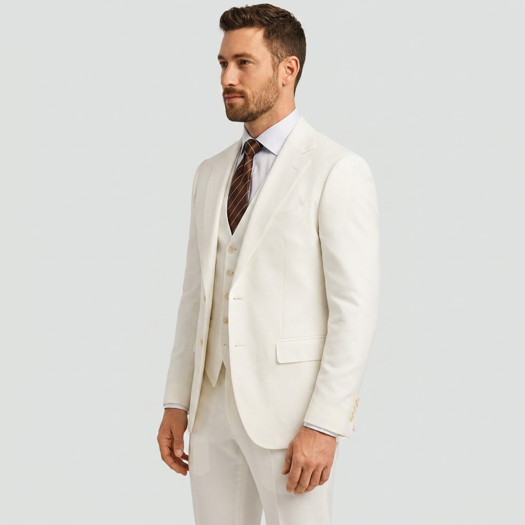 Men's Three-Piece Suit with Waistcoat - Classic Formal
