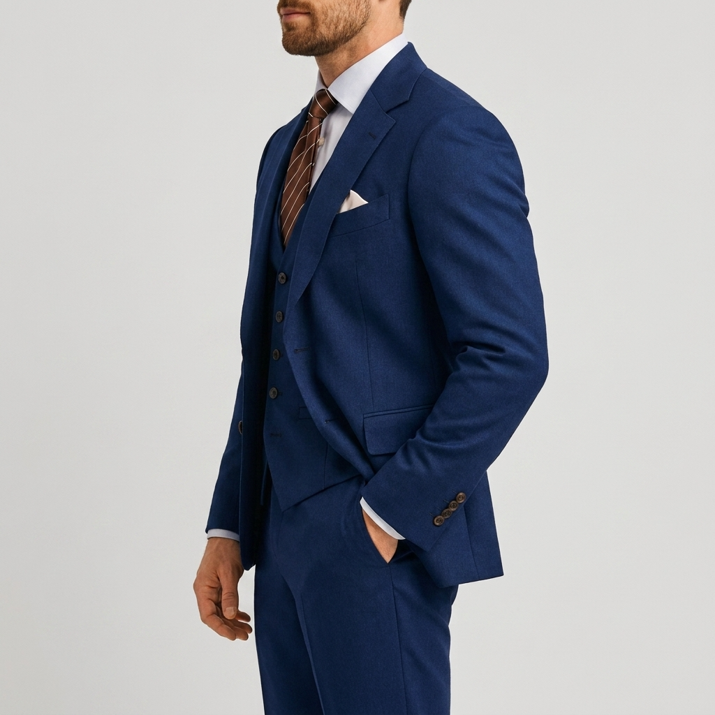 Men's Three-Piece Suit with Waistcoat - Classic Formal