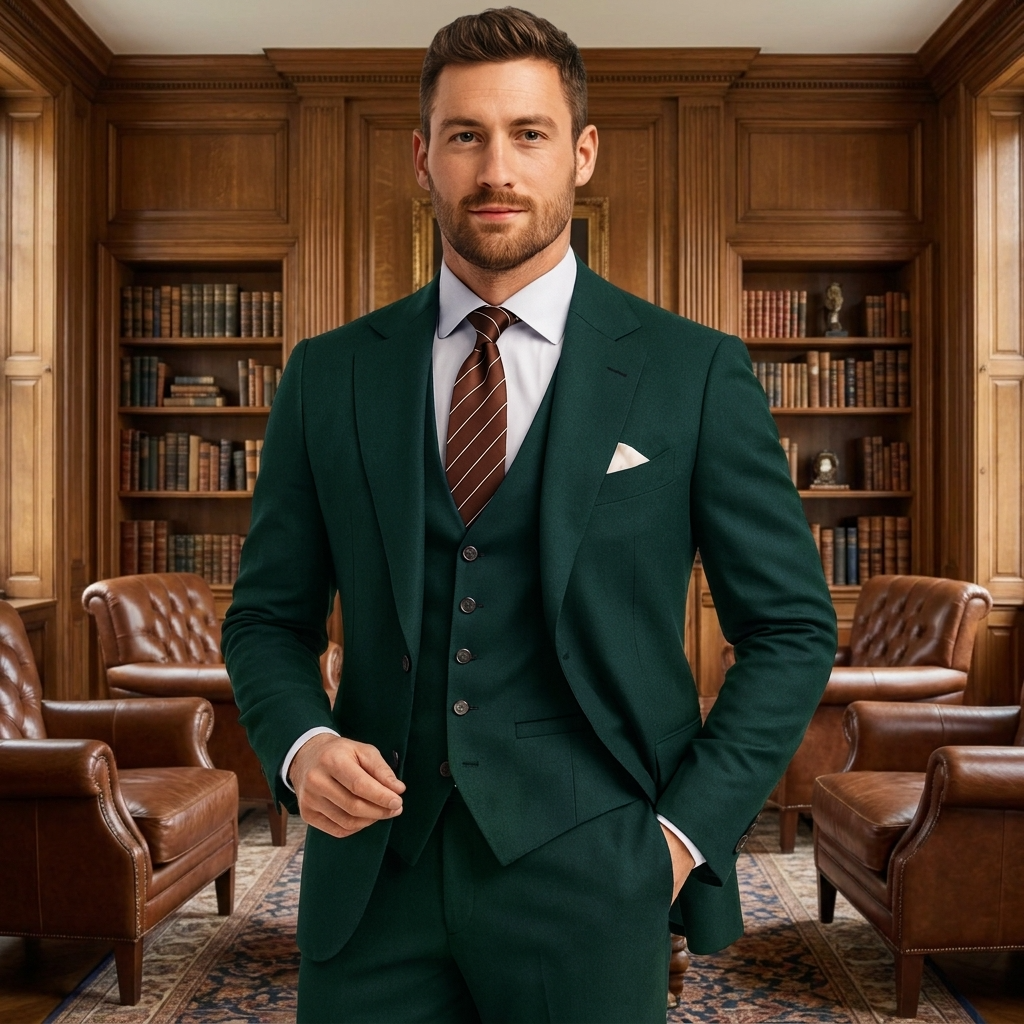 Men's Three-Piece Suit with Waistcoat - Classic Formal