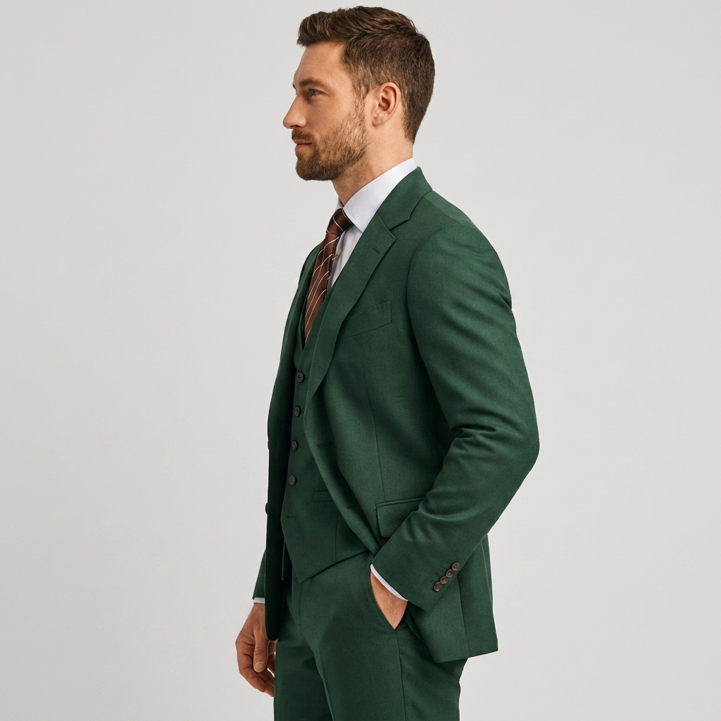 Men's Three-Piece Suit with Waistcoat - Classic Formal