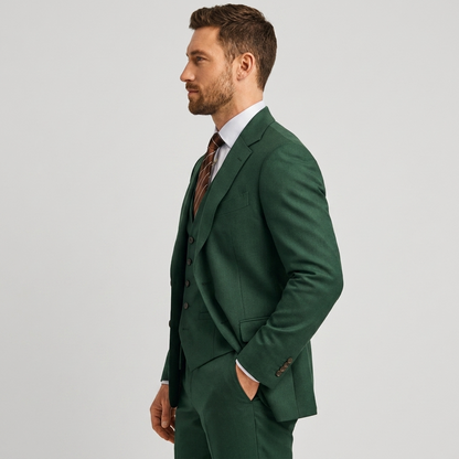 Men's Three-Piece Suit with Waistcoat - Classic Formal
