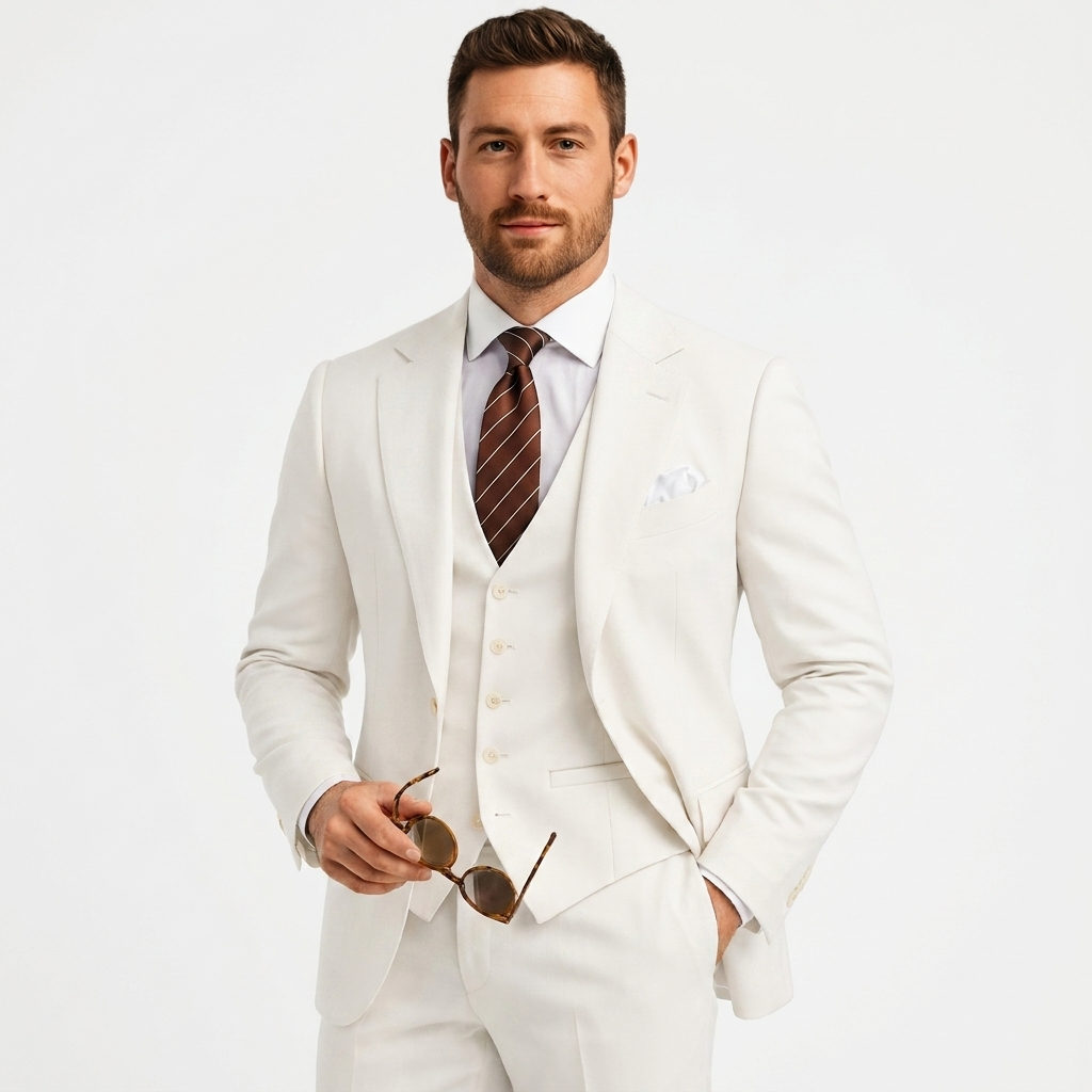 Men's Three-Piece Suit with Waistcoat - Classic Formal