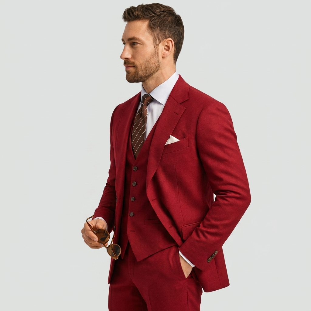 Men's Three-Piece Suit with Waistcoat - Classic Formal