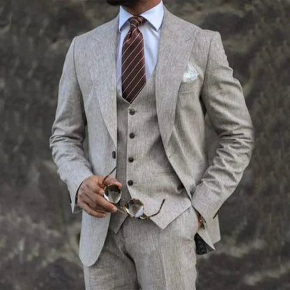 Men's Three-Piece Suit with Waistcoat in grey, Classic Formal