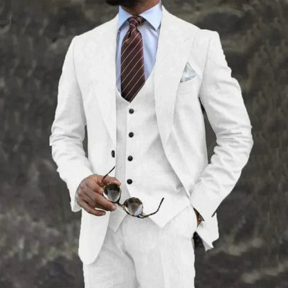 Men's Three-Piece Suit with Waistcoat in white, Classic Formal
