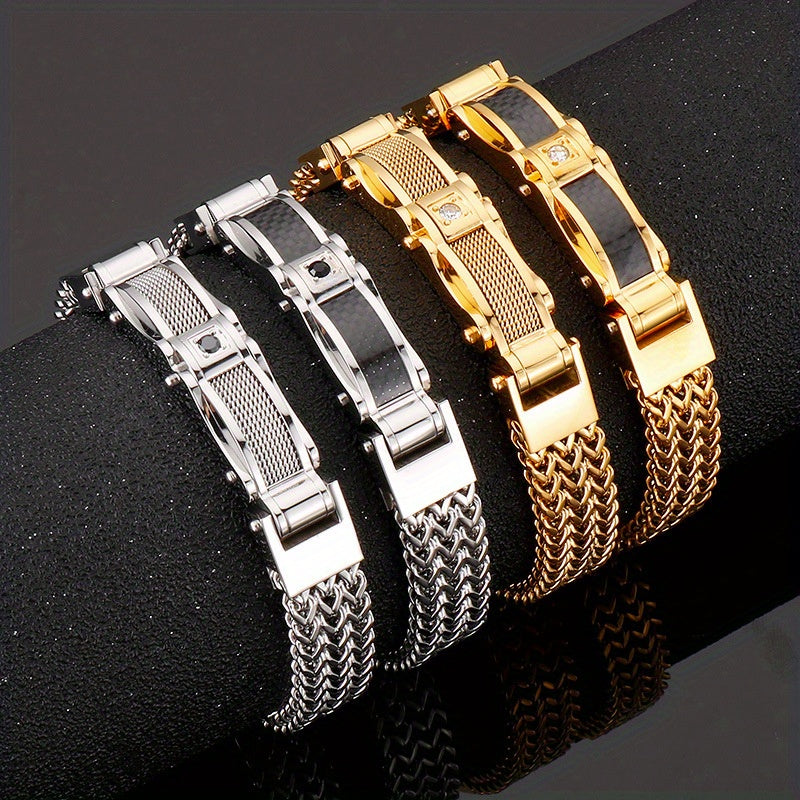 Men's Titanium Square Bracelet - Magnetic Closure