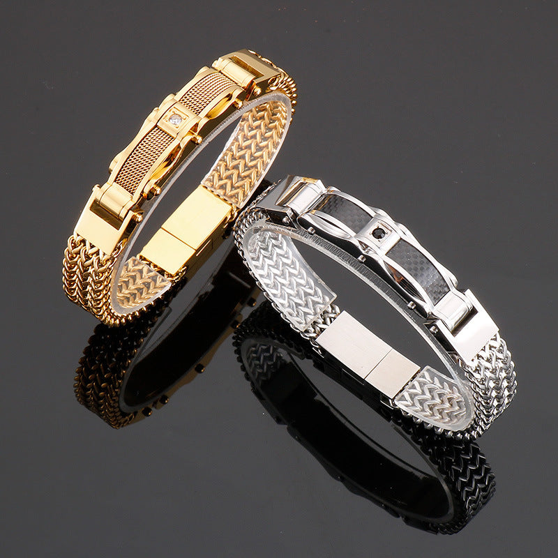 Men's Titanium Square Bracelet - Magnetic Closure
