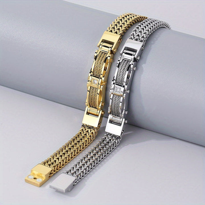 Men's Titanium Square Bracelet - Magnetic Closure