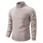Men's Turtleneck Sweater - Classic Comfort Knit - Beige
