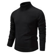 Men's Turtleneck Sweater - Classic Comfort Knit - Black