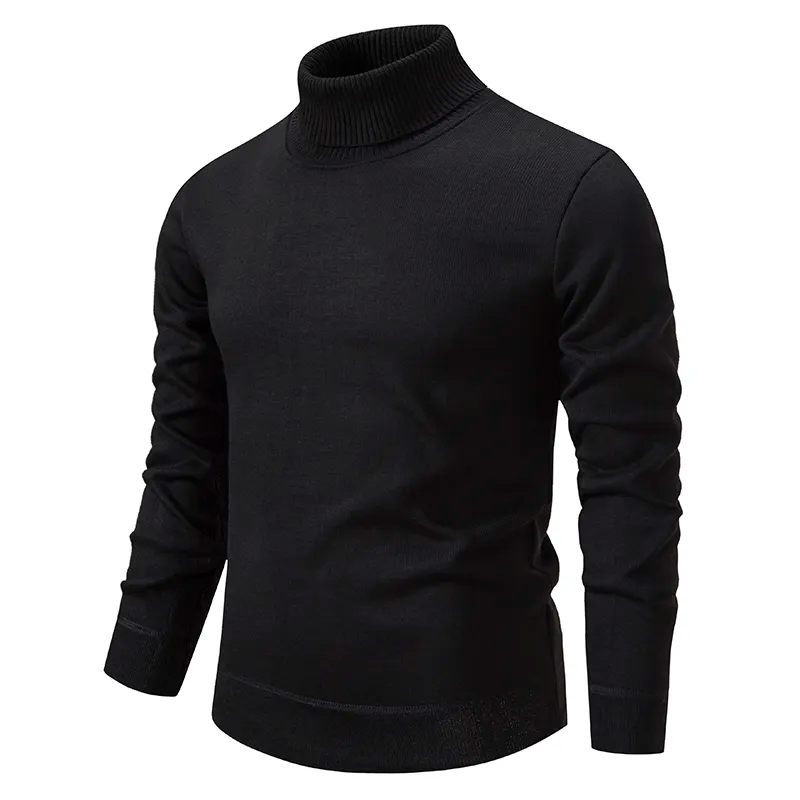 Men's Turtleneck Sweater - Classic Comfort Knit - Black