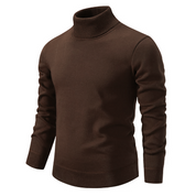 Men's Turtleneck Sweater - Classic Comfort Knit - Brown