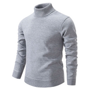 Men's Turtleneck Sweater - Classic Comfort Knit - Grey