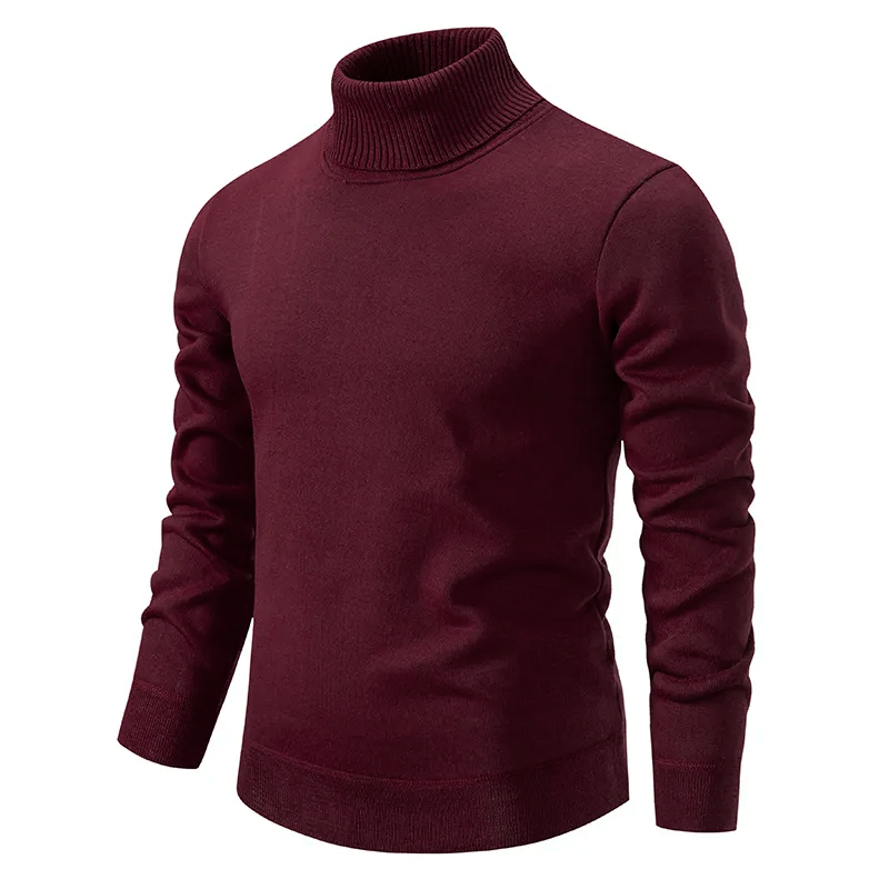 Men's Turtleneck Sweater - Classic Comfort Knit - Red