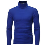 Men's Turtleneck Sweater Long Sleeve - Stretch Knit - Blue