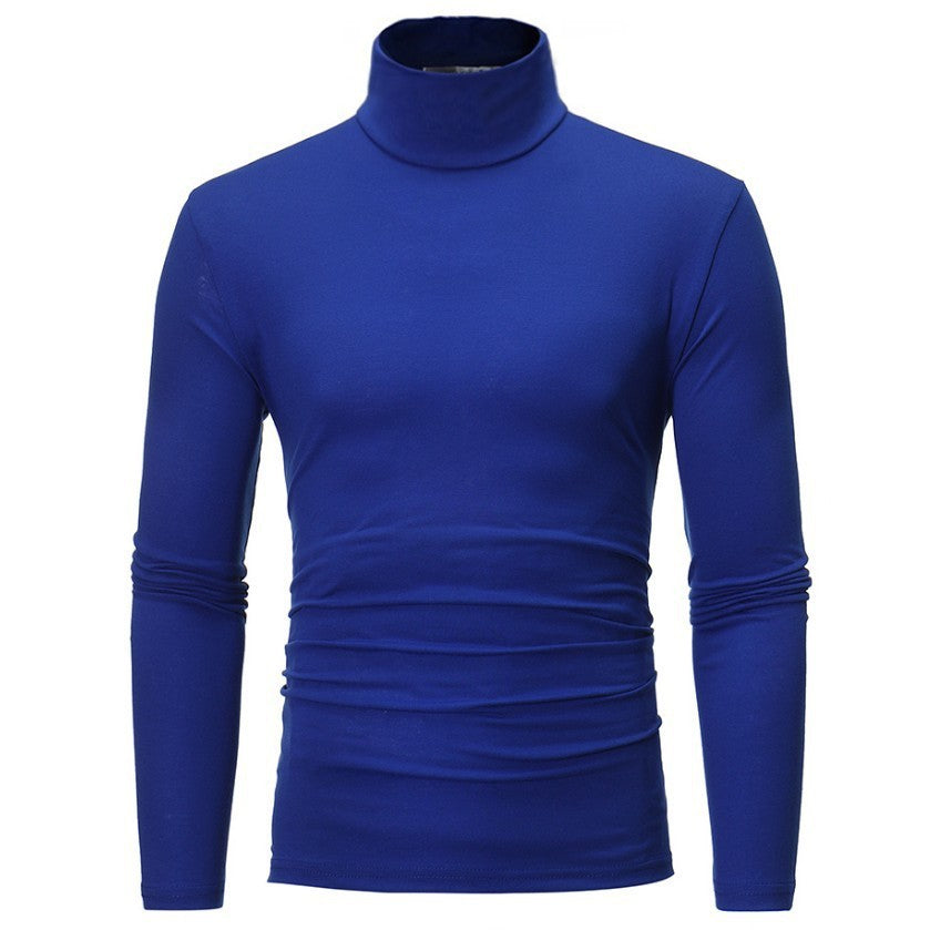 Men's Turtleneck Sweater Long Sleeve - Stretch Knit - Blue