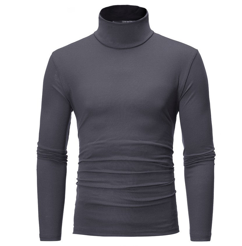 Men's Turtleneck Sweater Long Sleeve - Stretch Knit - Charcoal