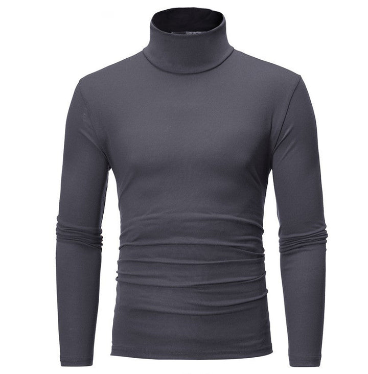 Men's Turtleneck Sweater Long Sleeve - Stretch Knit - Charcoal
