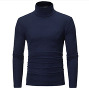 Men's Turtleneck Sweater Long Sleeve - Stretch Knit - Navy