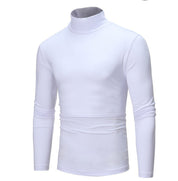 Men's Turtleneck Sweater Long Sleeve - Stretch Knit - White
