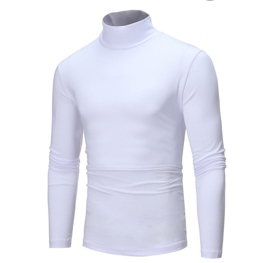 Men's Turtleneck Sweater Long Sleeve - Stretch Knit - White