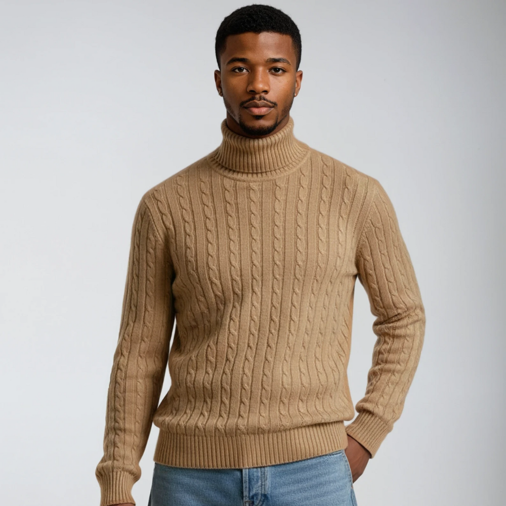 Men's Turtleneck Sweater - Loose Fit Knit
