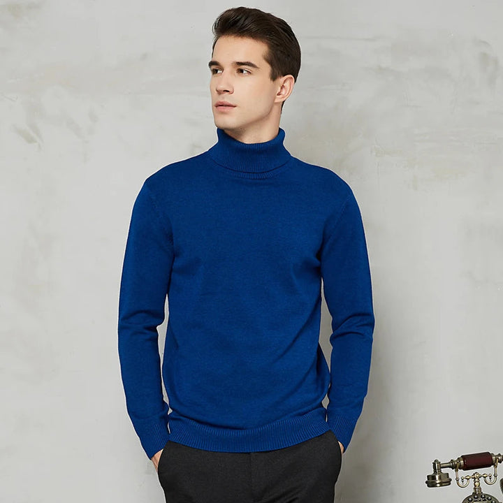 Men's Turtleneck Sweater - Warm Comfort Fit - Blue