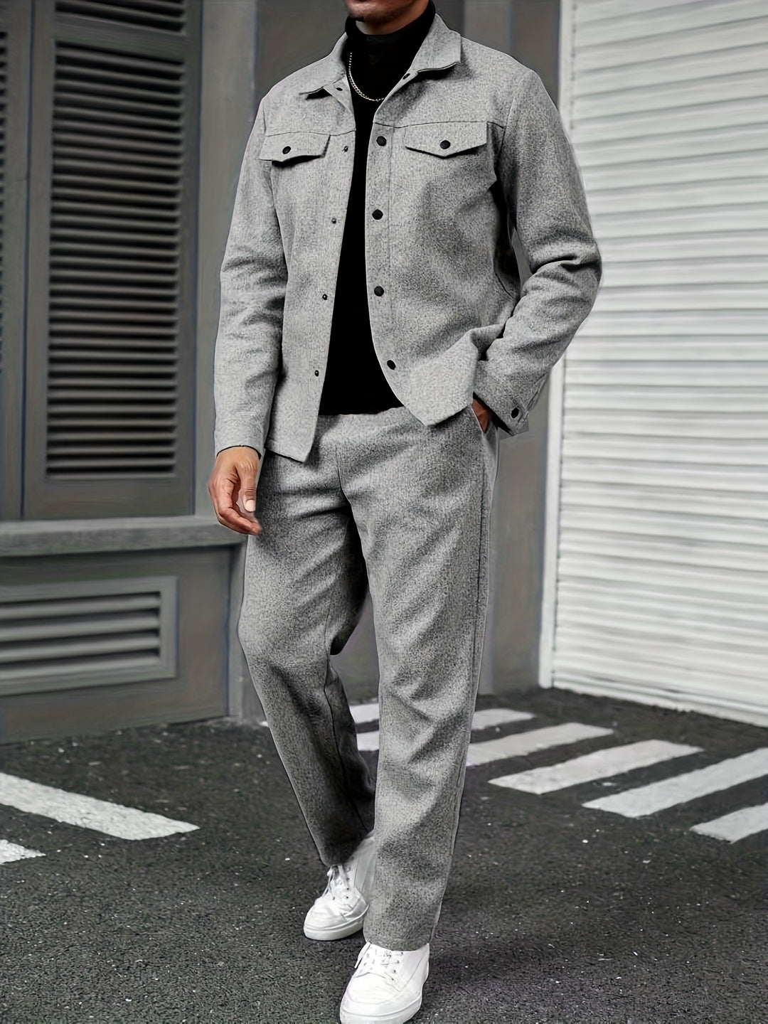 Men's Two-Piece Set - Solid Color Relaxed Fit