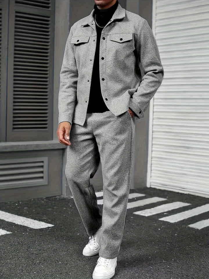 Men's Two-Piece Set - Solid Color Relaxed Fit