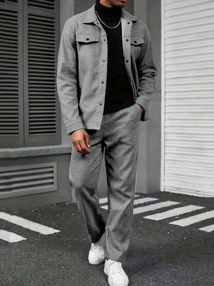 Men's Two-Piece Set - Solid Color Relaxed Fit