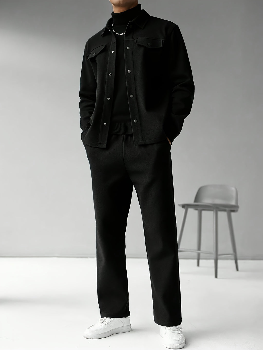 Men's Two-Piece Set - Solid Color Relaxed Fit