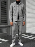 Men's Two-Piece Set - Solid Color Relaxed Fit
