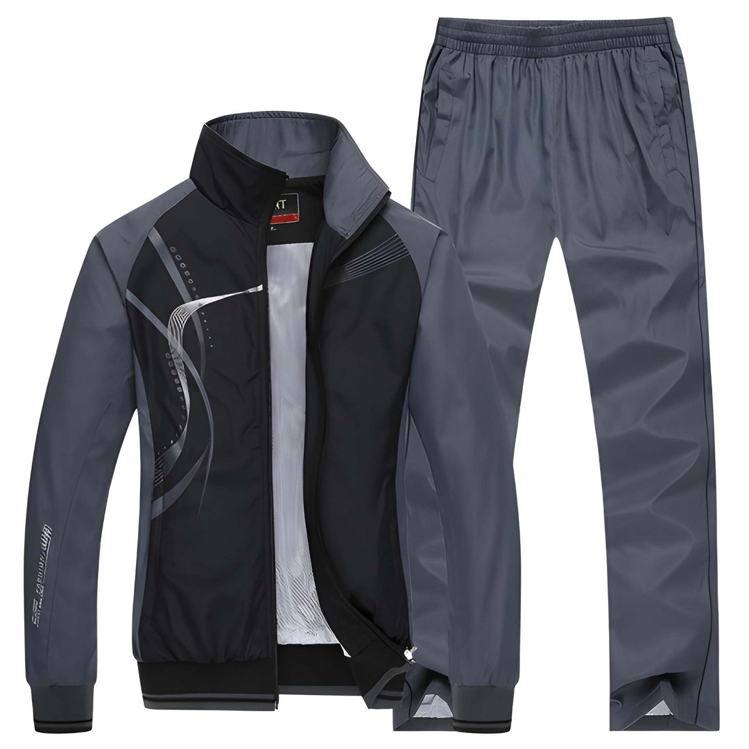 Men's Two-Piece Training Set - Casual Sport Look - Black