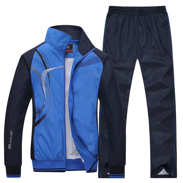 Men's Two-Piece Training Set - Casual Sport Look - Blue