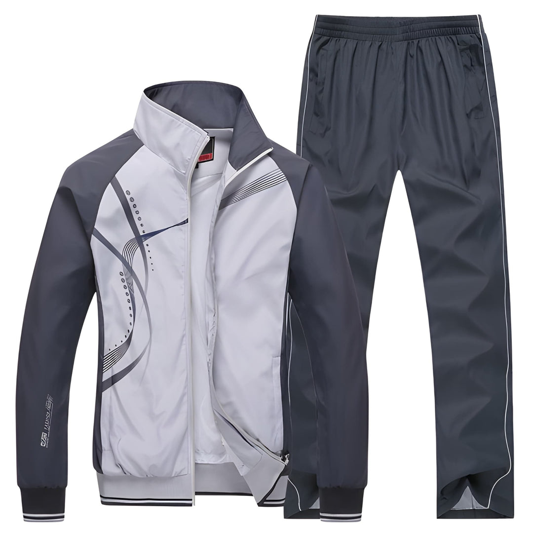 Men's Two-Piece Training Set - Casual Sport Look - Grey