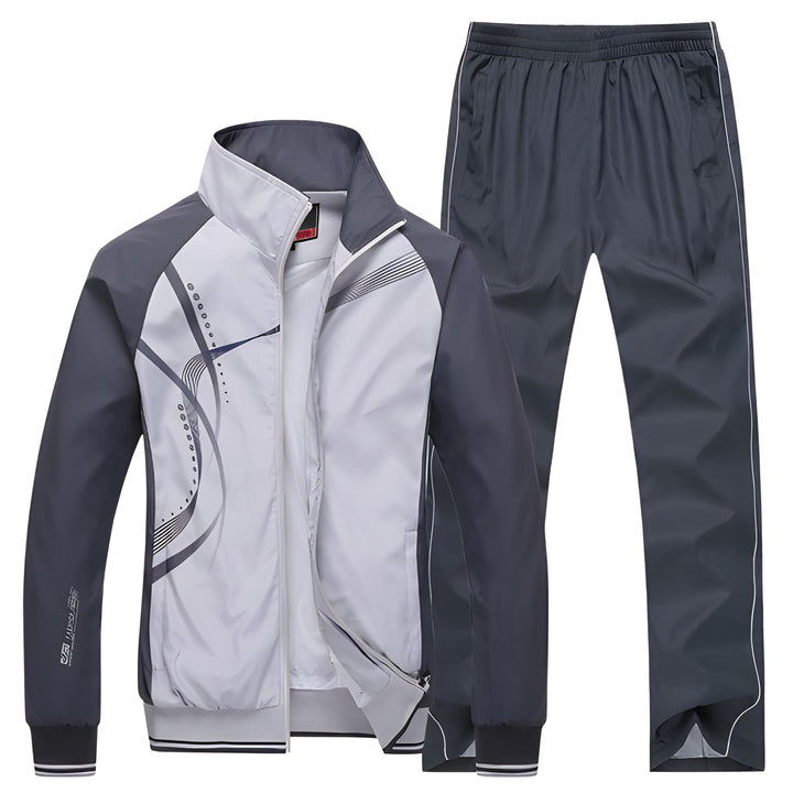 Men's Two-Piece Training Set - Casual Sport Look - Grey