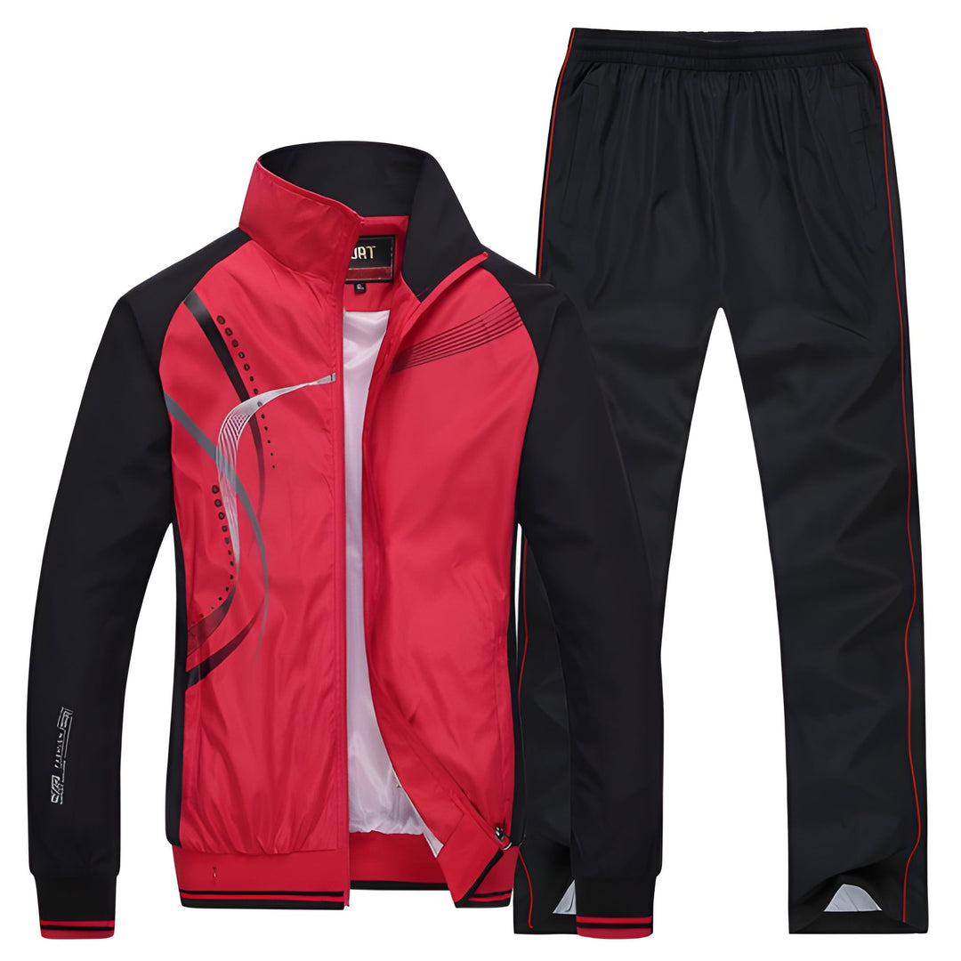 Men's Two-Piece Training Set - Casual Sport Look - Red
