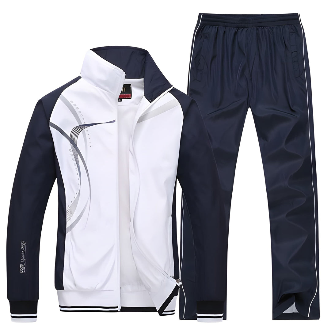 Men's Two-Piece Training Set - Casual Sport Look - White
