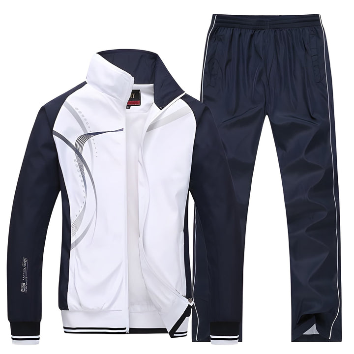 Men's Two-Piece Training Set - Casual Sport Look - White