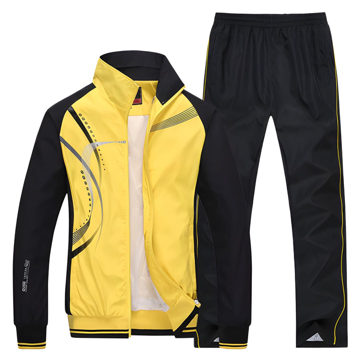 Men's Two-Piece Training Set - Casual Sport Look - Yellow