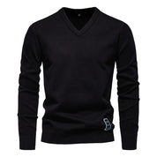 Men's V-Neck Sweater - Classic Refined Style - Black