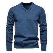 Men's V-Neck Sweater - Classic Refined Style - Blue