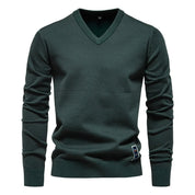 Men's V-Neck Sweater - Classic Refined Style - Green