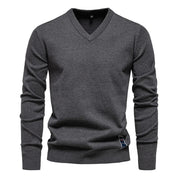 Men's V-Neck Sweater - Classic Refined Style - Grey