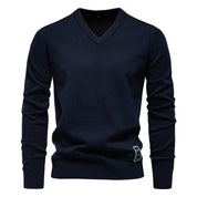 Men's V-Neck Sweater - Classic Refined Style - Navy