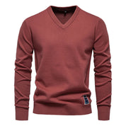 Men's V-Neck Sweater - Classic Refined Style - Red