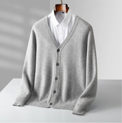 Men's V-Neck Vest - Classic Knit Pullover - Grey