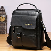 Men's Vintage Crossbody Shoulder Bag - Multiple Compartments - Black